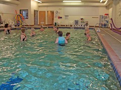 Adult water classes are popular activities.