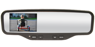 Rear Sensing System with screen built into rear view mirror.