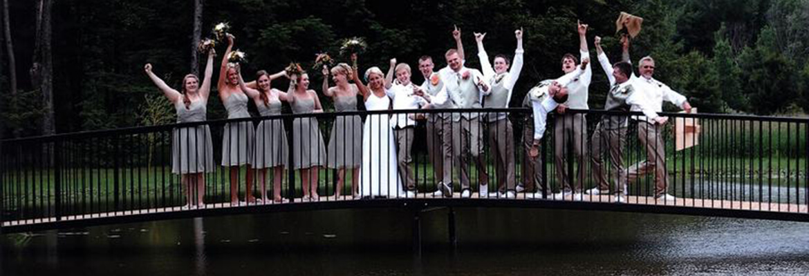 wedding party on bridge