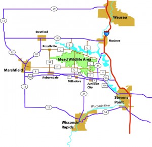 McMillan Marsh and Mead Wildlife Region Map with Center Star