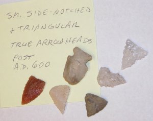 small triangular points are true arrowheads