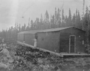 The crew’s quarters and cook shanty followed the steam dredge as it cut into the swamp. 