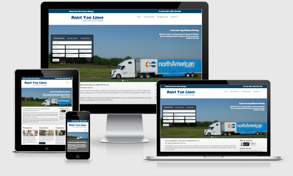 Bajet Van Lines new responsive website design by Virtual Vision Computing, LLC