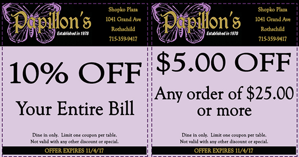   Restaurant Coupons for Wausau Area