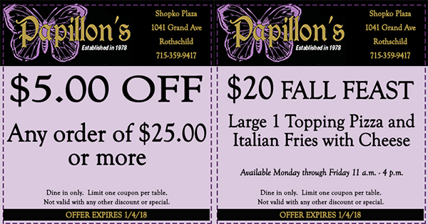   Restaurant Coupons for Wausau Area
