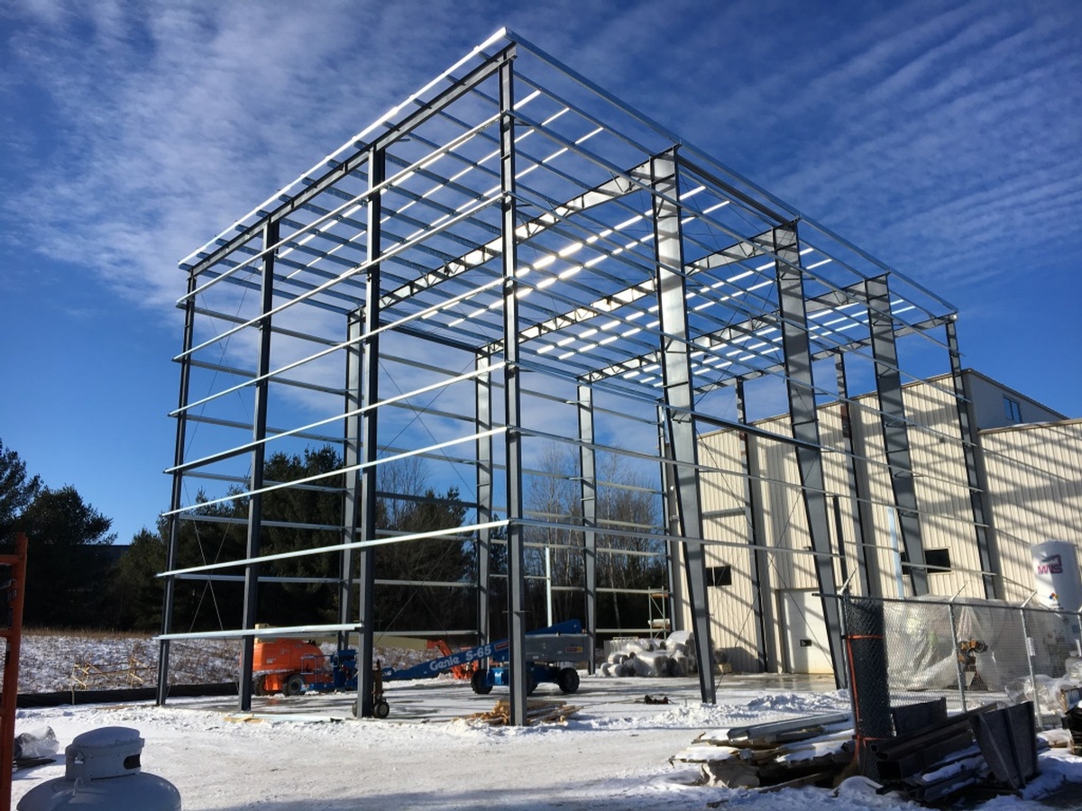 Steel up for crane building in Mosinee Industrial Park