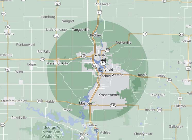 A map of Landcrafter's service area.