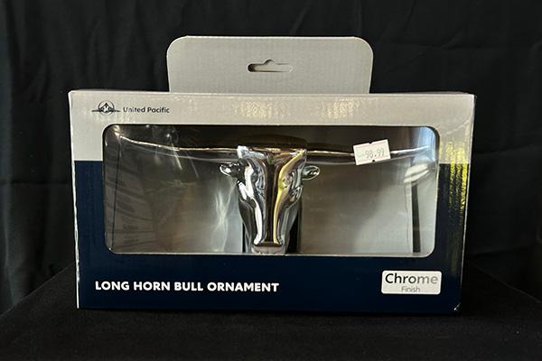 Longhorn Bull Die Cast Hood Ornament - Chrome 