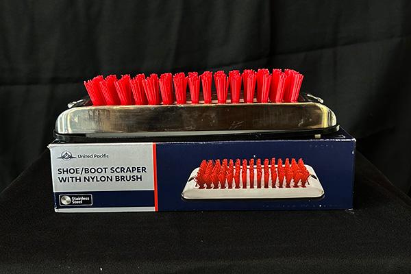 Stainless Steel Red Brush Shoe/Boot Scraper 