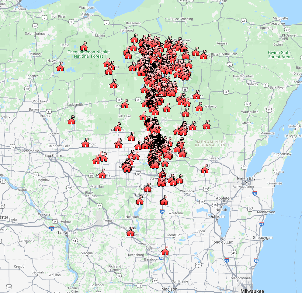 Green Lawn Underground Sprinklers's Service Area Map