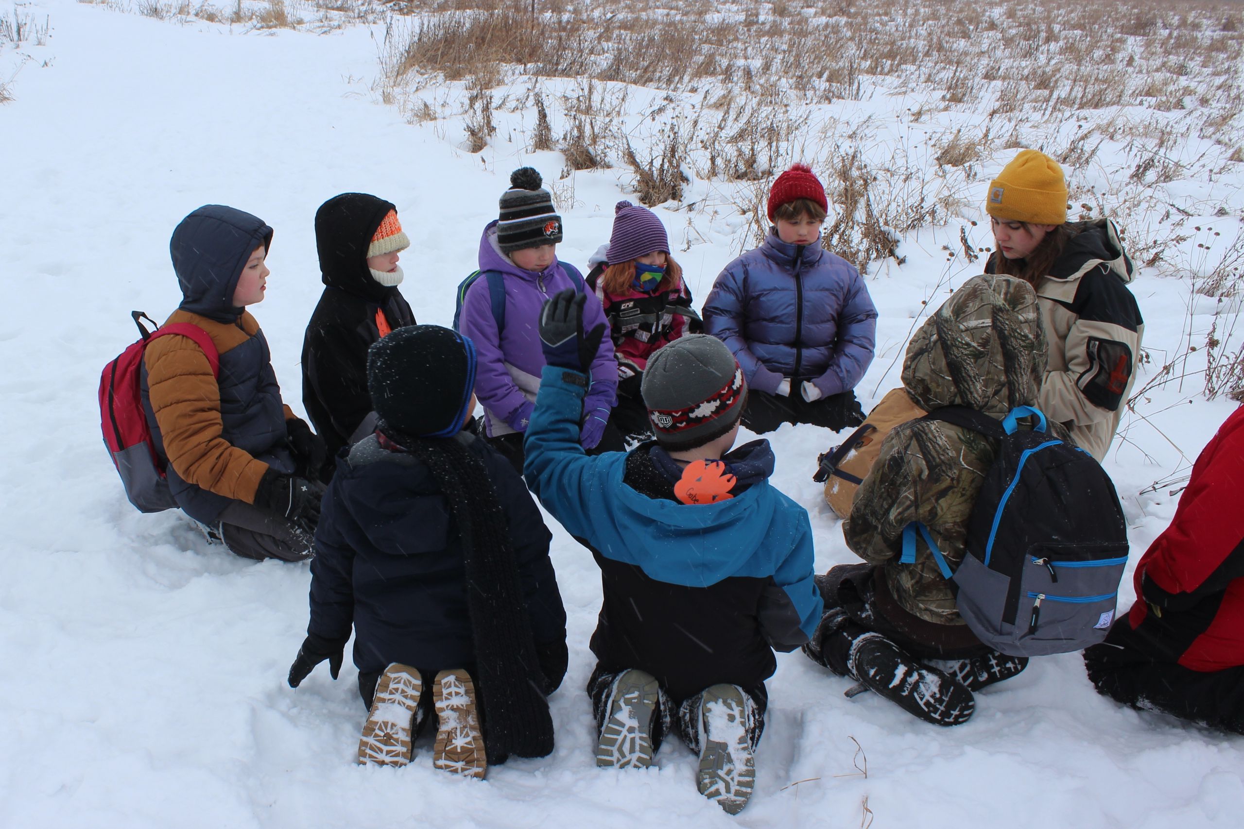 Fire building during a Survival Strategies lesson