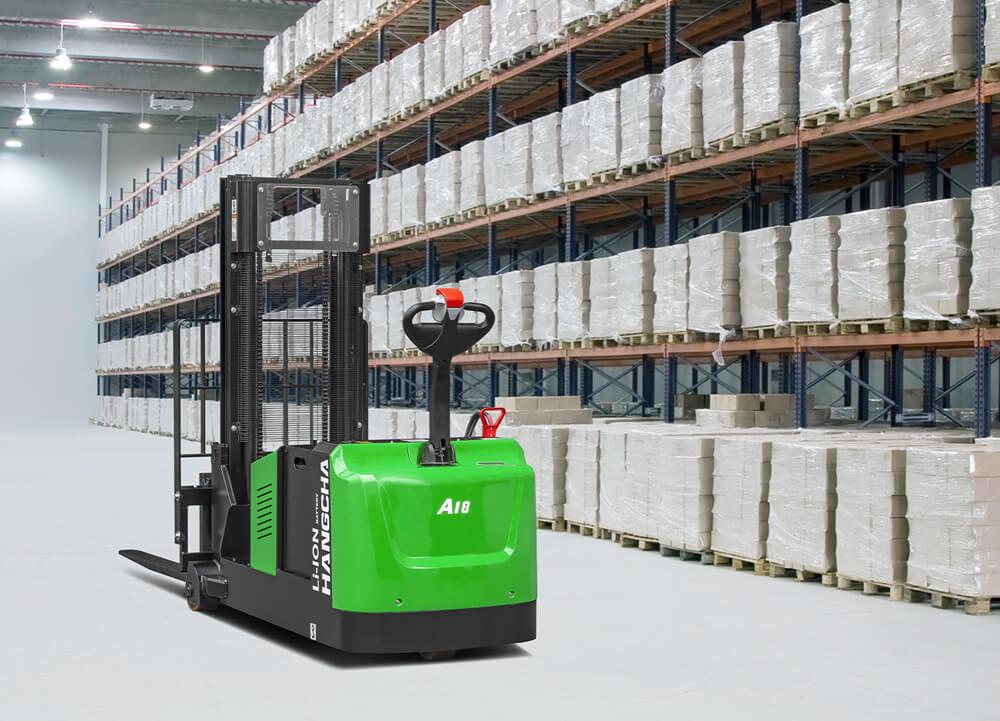 A Series Electric Lithium-ion Industrial Walkie Counterbalanced Stacker
