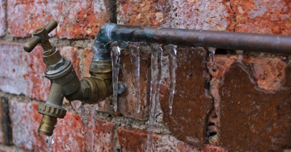 A frozen pipe outside. A frozen pipe outside.
