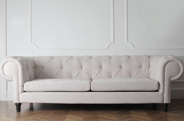 Couch with white upholstery