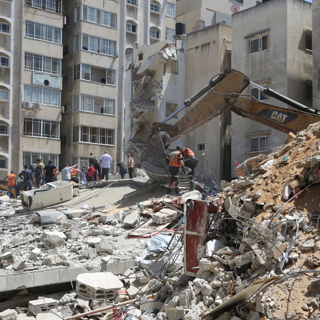 Rubble of buildings from disaster